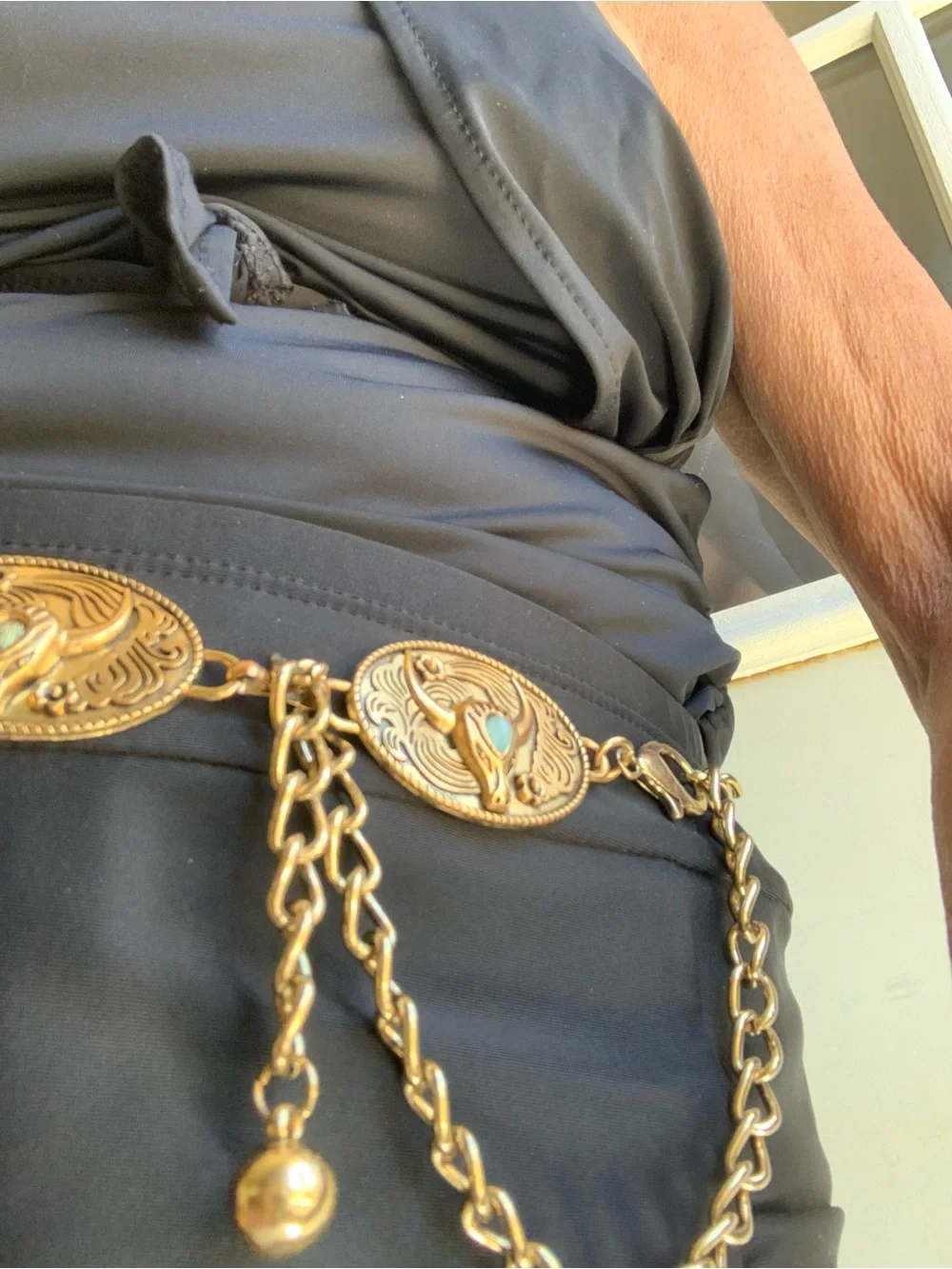 Gold Western Turquoise Accent Belt - Women Accessories